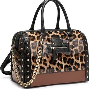 Shiny Patent Faux Leather Handbags Barrel Top Handle Satchel Bag Shoulder Bag